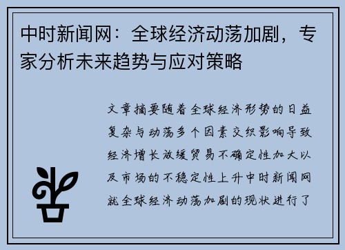 中时新闻网：全球经济动荡加剧，专家分析未来趋势与应对策略